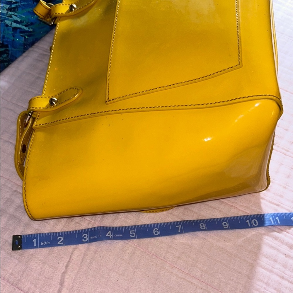 Dooney & Bourke Bright Yellow Patent Leather Tote Bag - Picture 12 of 16
